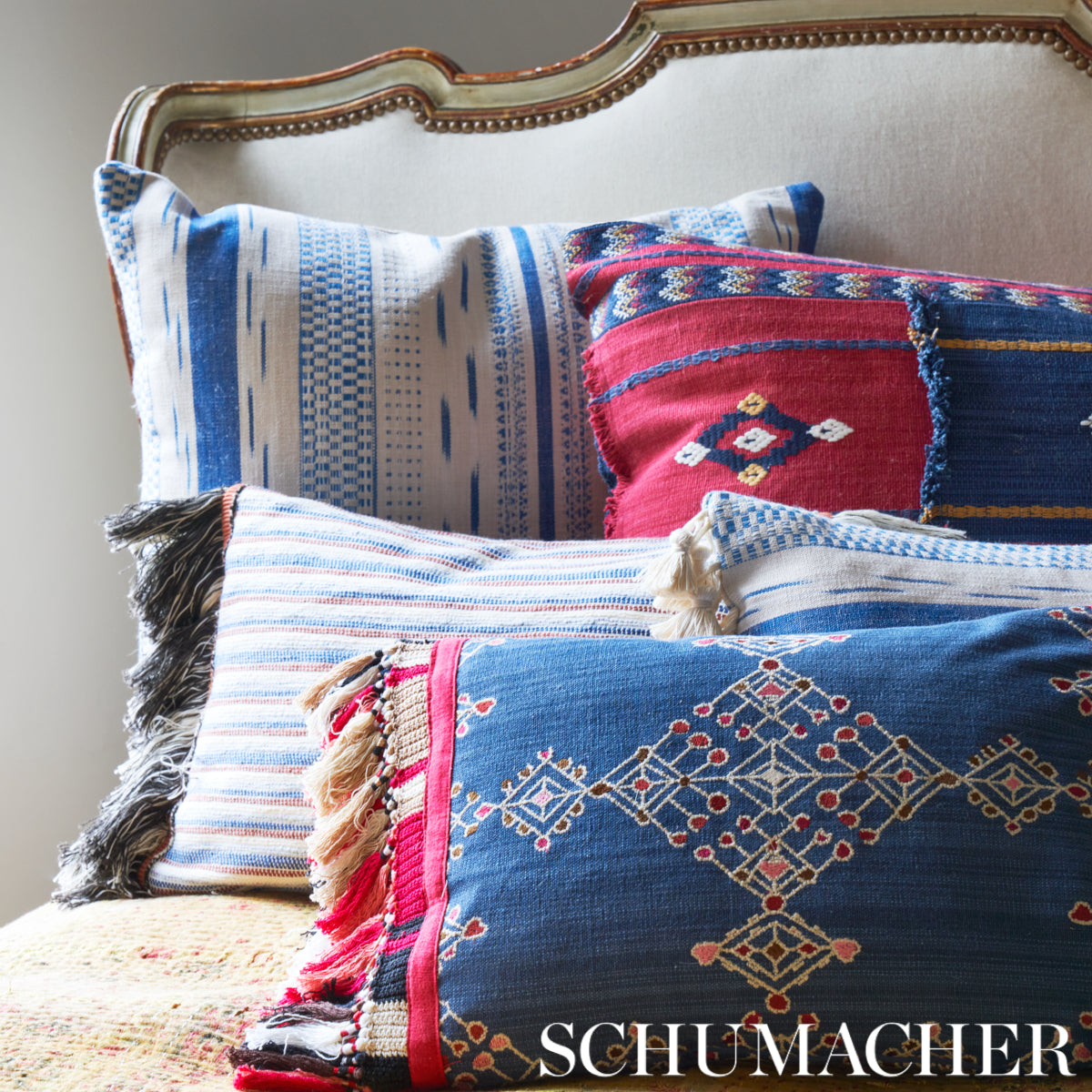 Purchase 82081 | Kalindi Embroidery, Indigo - Schumacher Fabric