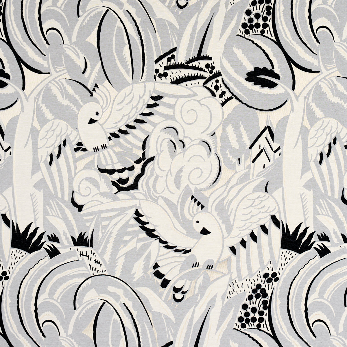 Purchase 83181 | Parrots Moderne, Dove - Schumacher Fabric