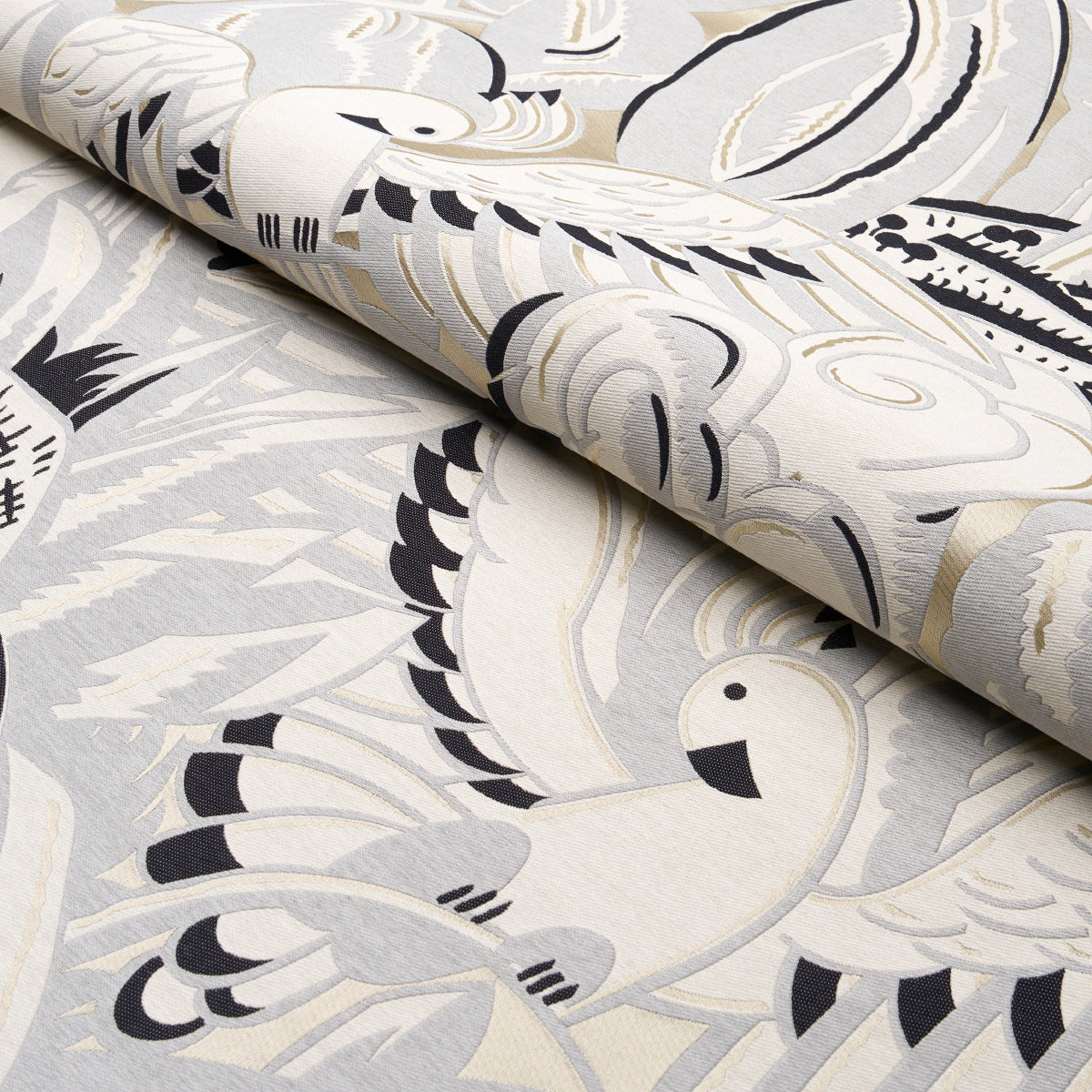 Purchase 83181 | Parrots Moderne, Dove - Schumacher Fabric