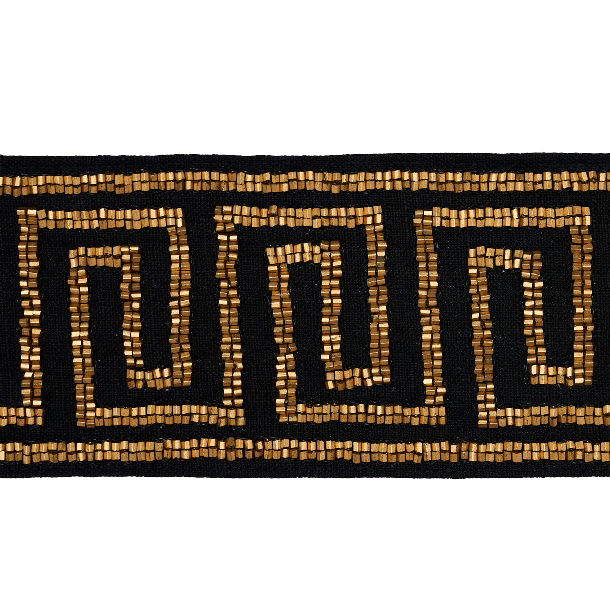 Purchase 83642 | Delphi Beaded Tape, Gold On Black - Schumacher Trim