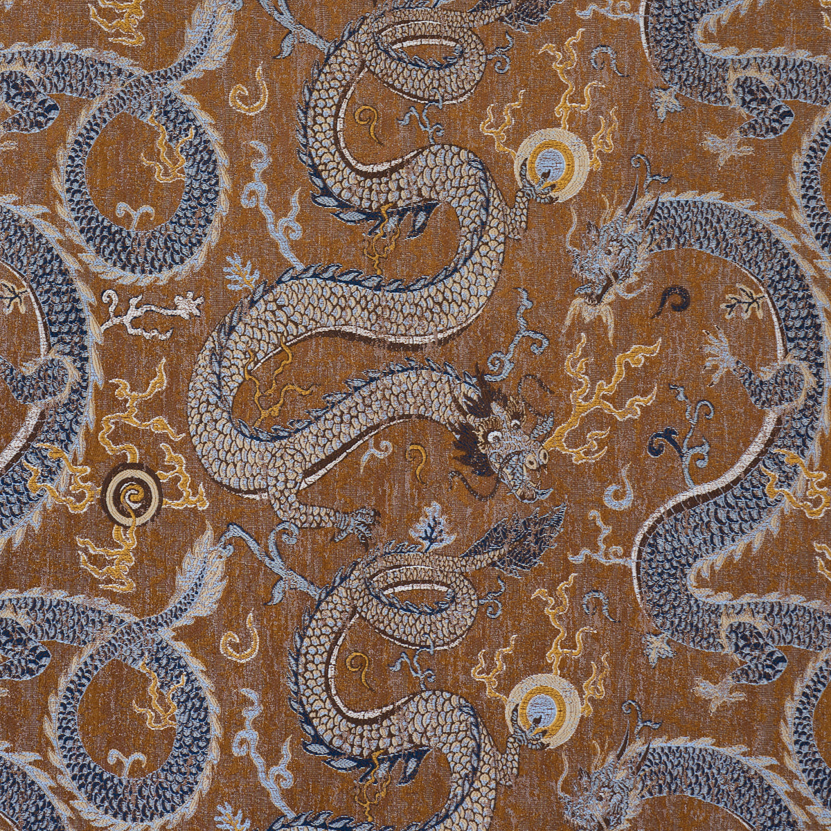 Purchase 85091 | Serpentine Dragon, Brown & Blue - Schumacher Fabric