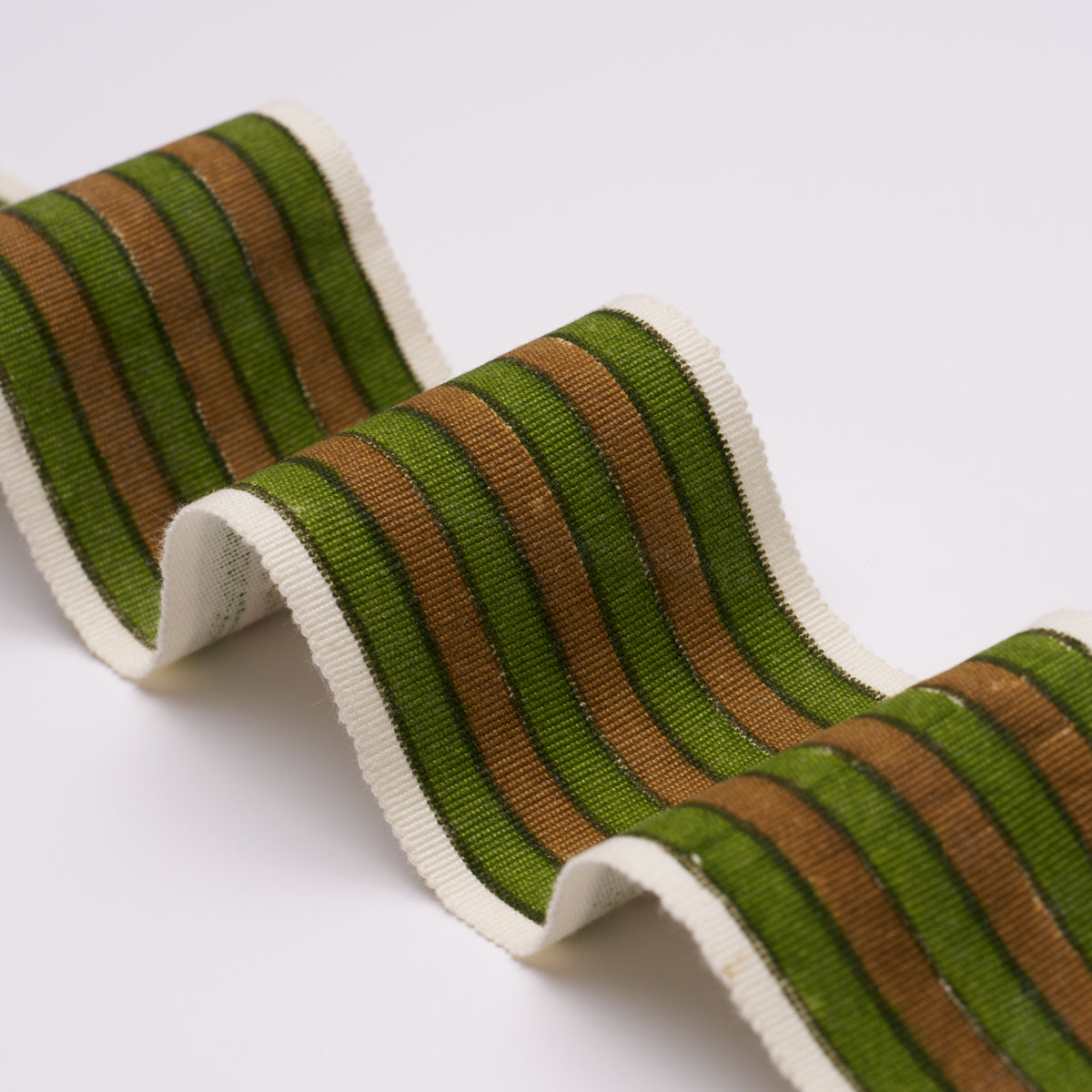Purchase 85432 | Arya Stripe Hand Block Trim, Green - Schumacher Trim