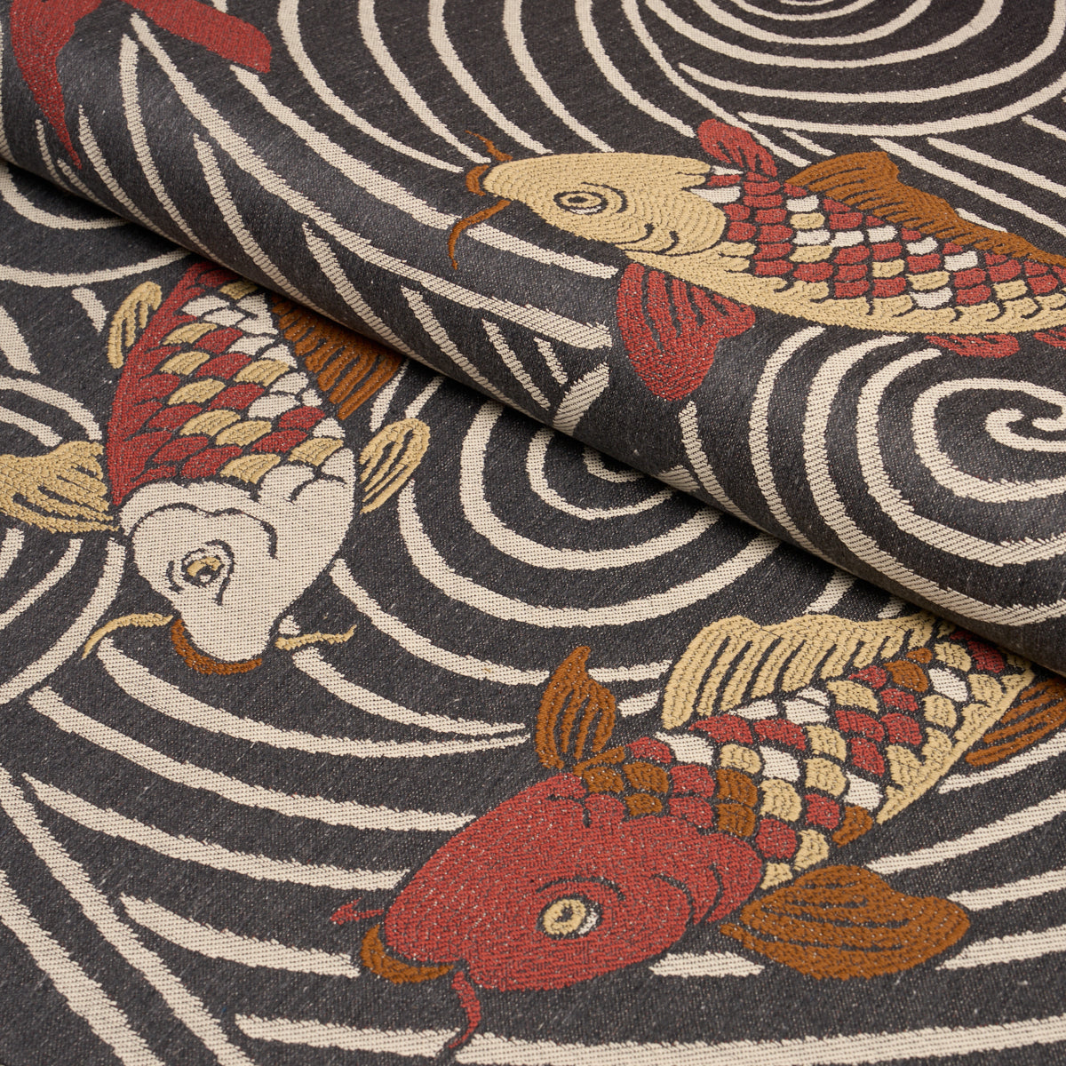 Purchase 85590 | Koi Fish, Midnight - Schumacher Fabric