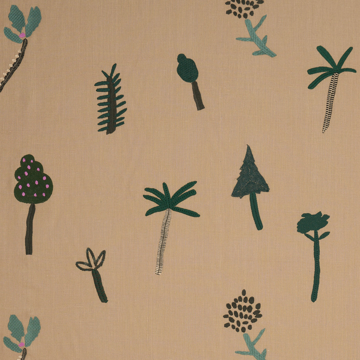 Purchase 85851 | Tropical Trees, Green On Natural - Schumacher Fabric