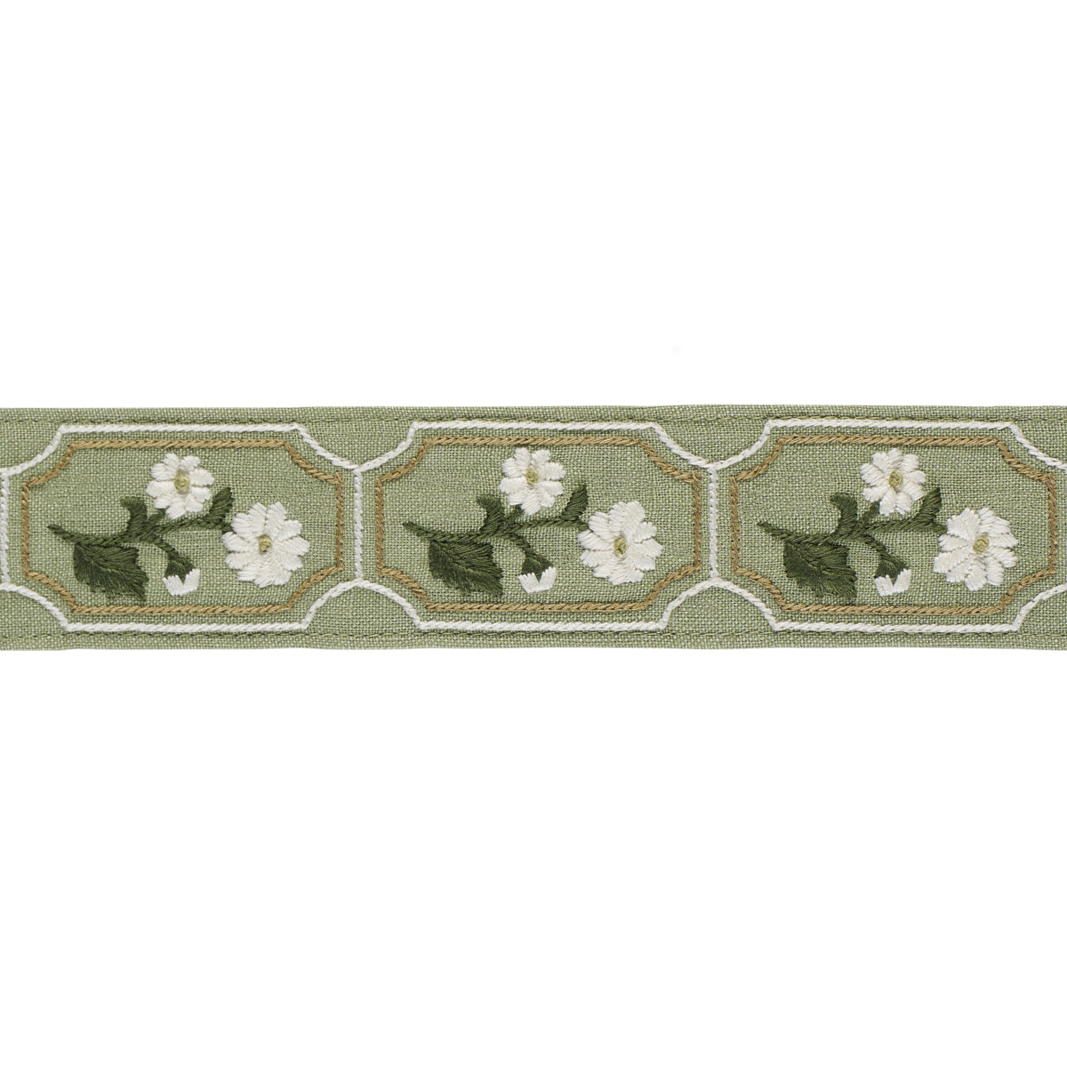 Purchase 86302 | Jolie Hand Embroidered Tape, Green - Schumacher Trim