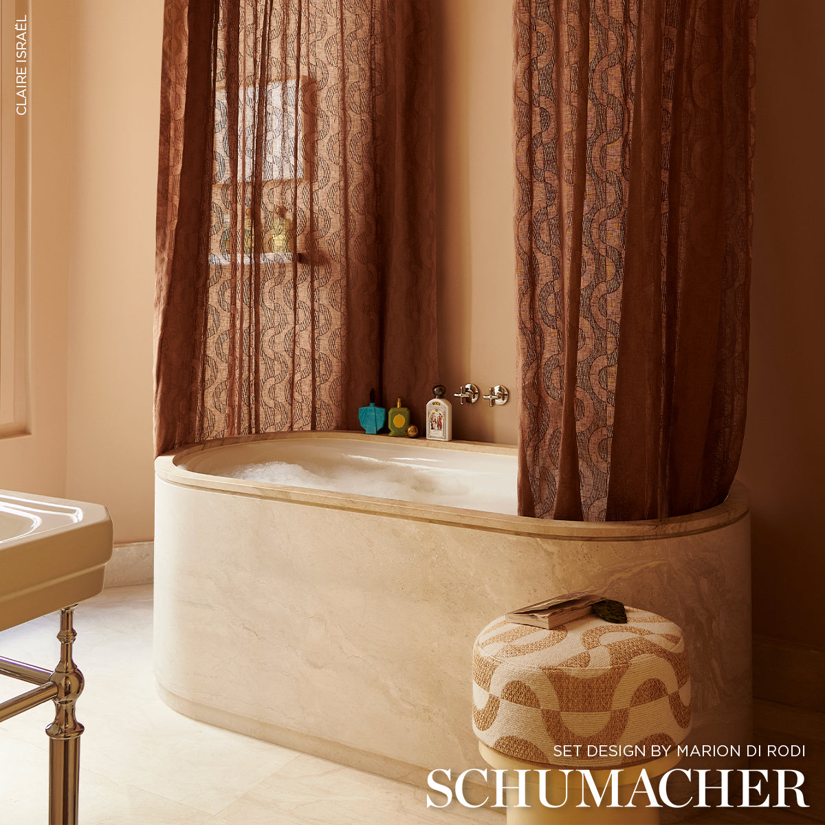 Purchase 88091 | Stay In Tune Sheer, Terracotta - Schumacher Fabric