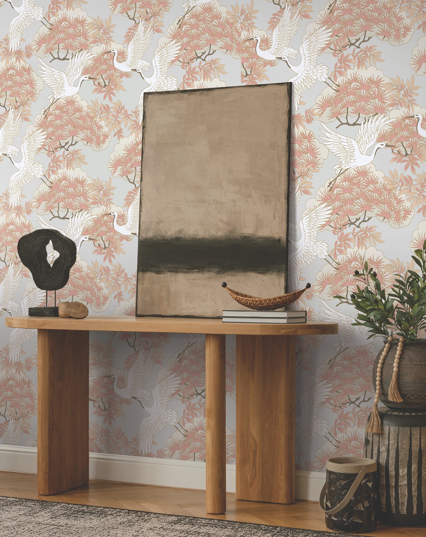 Purchase Af6590 | Tea Garden Ii, Sprig & Heron Coral - Ronald Redding Wallpaper