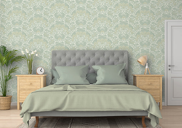 Purchase AH100195AH Brewster Wallpaper, Penelope Green Floral Damask - Arthouse12