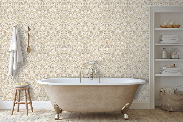 Purchase AH100196AH Brewster Wallpaper, Birdy Neutral Nuthatch Floral - Arthouse12