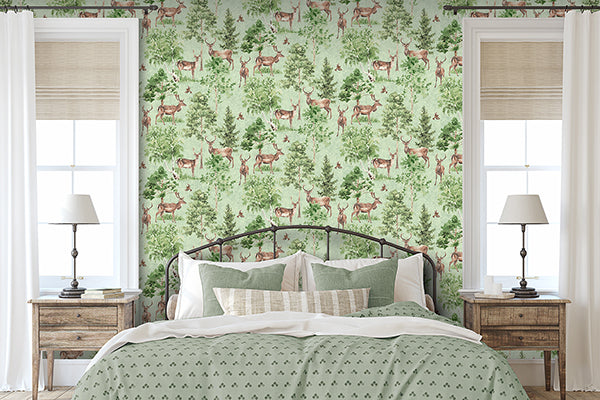 Purchase AH100215AH Brewster Wallpaper, Cletis Neutral Deer Forest - Arthouse12