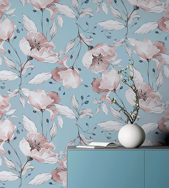 Purchase AH251902 Brewster Wallpaper, Lillian Pink Floral - Arthouse12