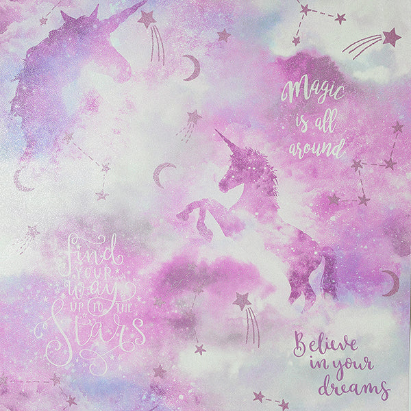 Purchase AH292901 Brewster Wallpaper, Xena Pink Galaxy Unicorn - Arthouse