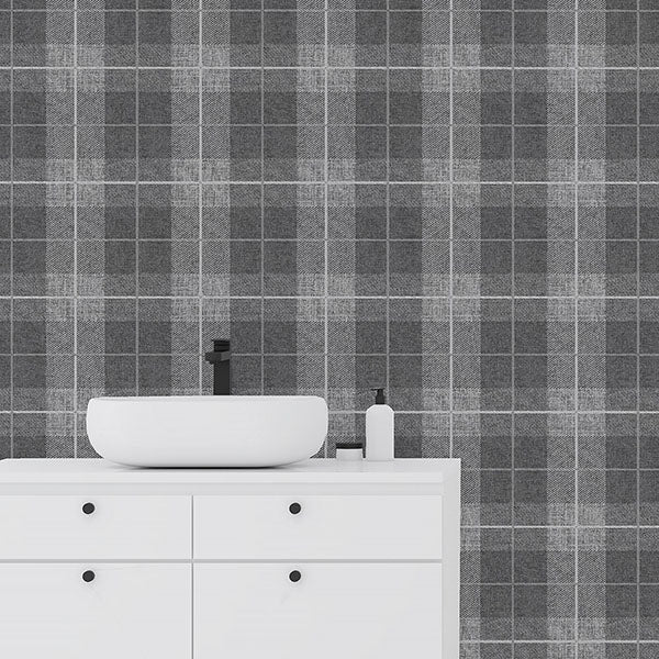 Purchase AH294900 Brewster Wallpaper, Hector Charcoal Plaid - Arthouse12