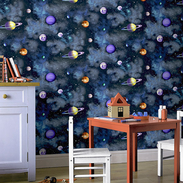 Purchase AH296000 Brewster Wallpaper, Albert Blue Cosmos - Arthouse12
