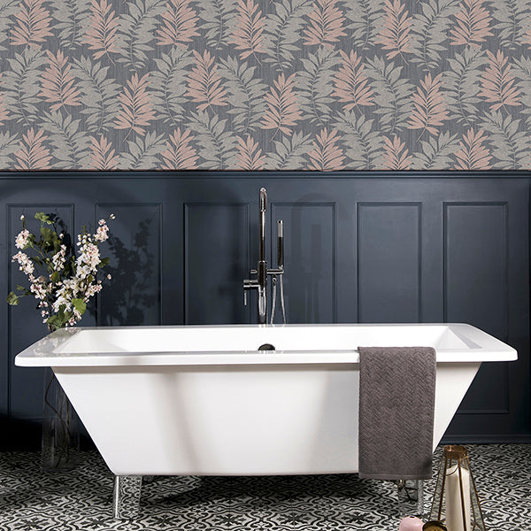 Purchase AH296200 Brewster Wallpaper, Bernis Slate Palm Leaf - Arthouse12