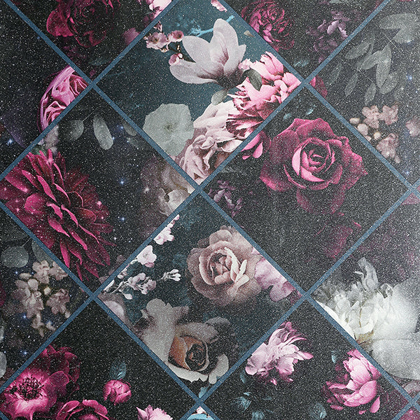 Purchase AH297100 Brewster Wallpaper, Gianna Purple Floral Squares - Arthouse