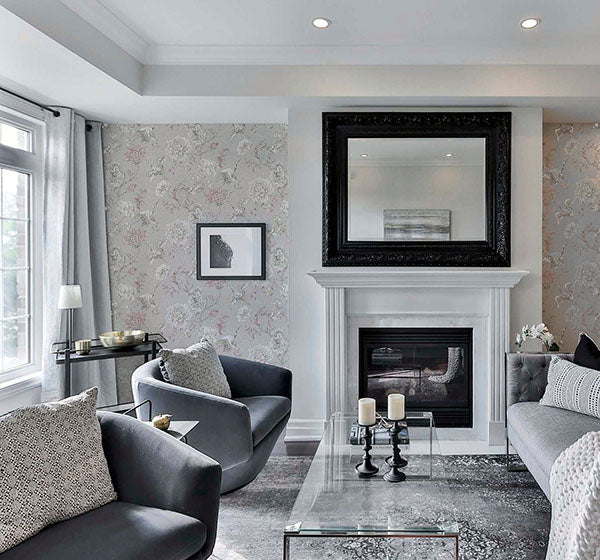 Purchase AH297400 Brewster Wallpaper, Maggie Light Grey Cranes - Arthouse12