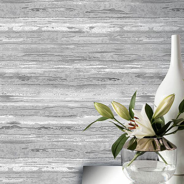 Purchase AH297703 Brewster Wallpaper, Philomena Silver Striated - Arthouse12