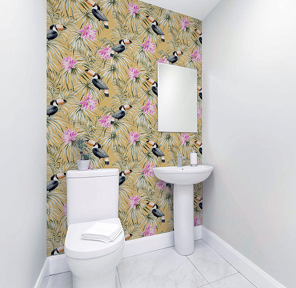 Purchase AH298301 Brewster Wallpaper, Emmeline Yellow Toucan - Arthouse12