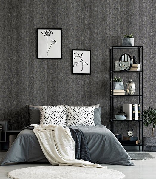 Purchase AH298500 Brewster Wallpaper, Ephraim Charcoal Radiance Plain - Arthouse12