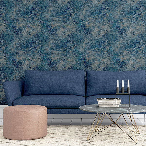 Purchase AH298602 Brewster Wallpaper, Gideon Dark Blue Distressed - Arthouse12