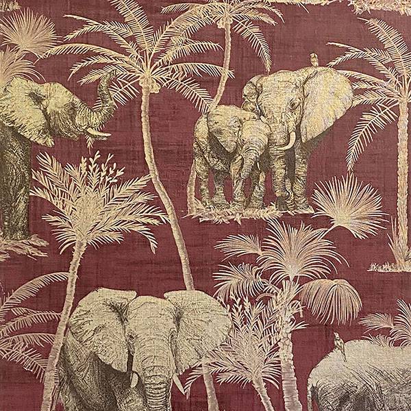 Purchase AH610701 Brewster Wallpaper, Adelia Maroon Elephant Grove - Arthouse