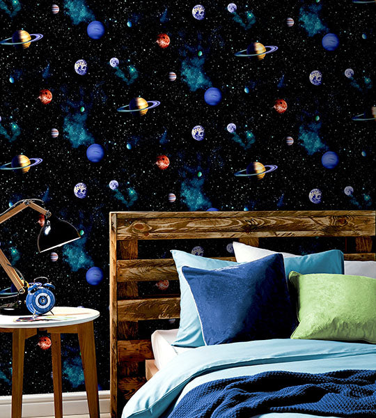 Purchase AH668100 Brewster Wallpaper, Albert Black Cosmos - Arthouse12