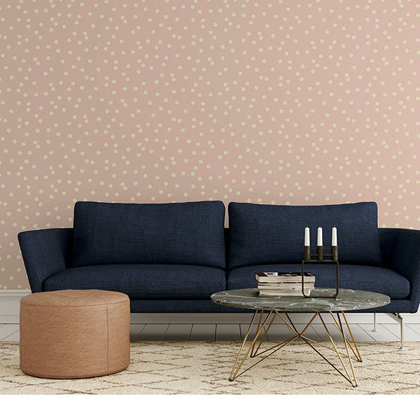 Purchase AH685000 Brewster Wallpaper, Priscella Blush Polka Dot - Arthouse12