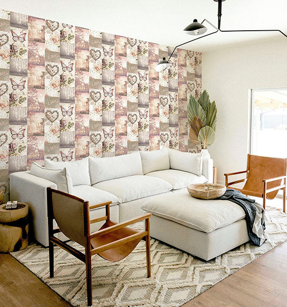 Purchase AH691107 Brewster Wallpaper, Ryo Blush Inspirational - Arthouse12