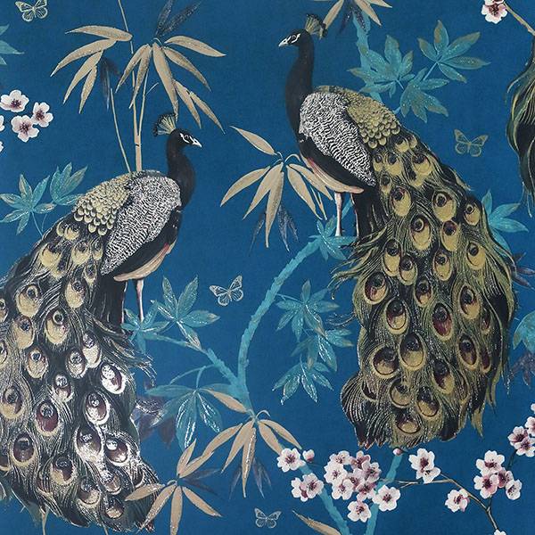 Purchase AH692505 Brewster Wallpaper, Takara Teal Opulent Peacock - Arthouse