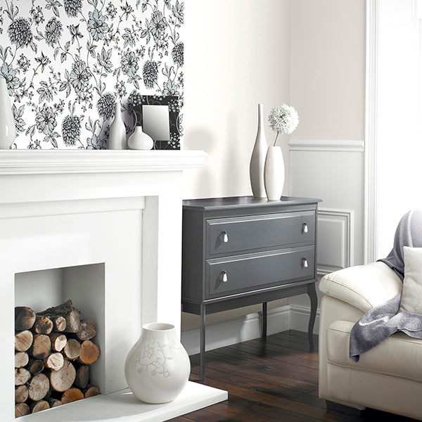 Purchase AH692507 Brewster Wallpaper, Della Black Floral Trail - Arthouse12