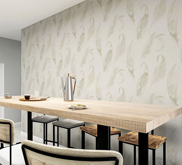 Purchase AH692601 Brewster Wallpaper, Natsuko Metallic Feathers - Arthouse12