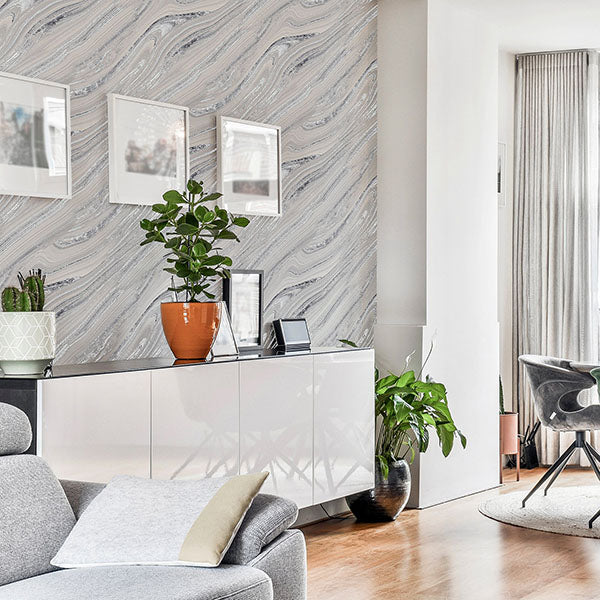 Purchase AH692605 Brewster Wallpaper, Nellie Silver Stone - Arthouse12