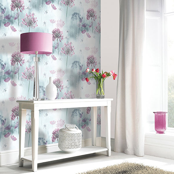 Purchase AH697400 Brewster Wallpaper, Lucille Light Blue Spring Meadow - Arthouse12
