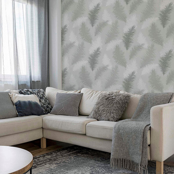 Purchase AH901705 Brewster Wallpaper, Sussurro Grey Feathers - Arthouse12