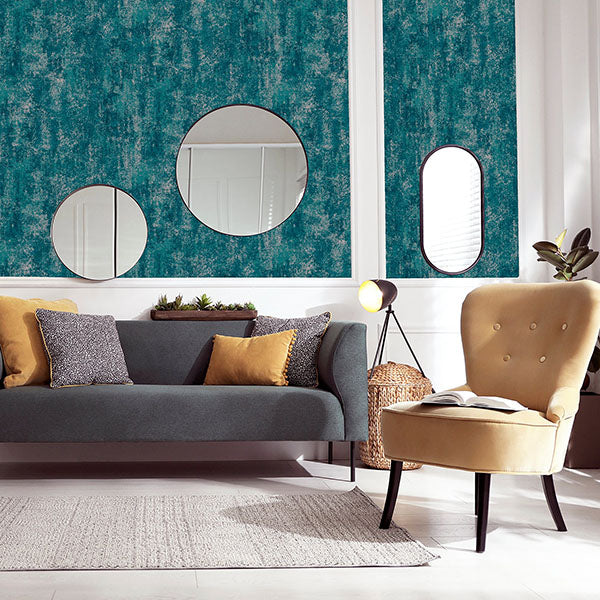 Purchase AH904005 Brewster Wallpaper, Velour Teal Distressed - Arthouse12