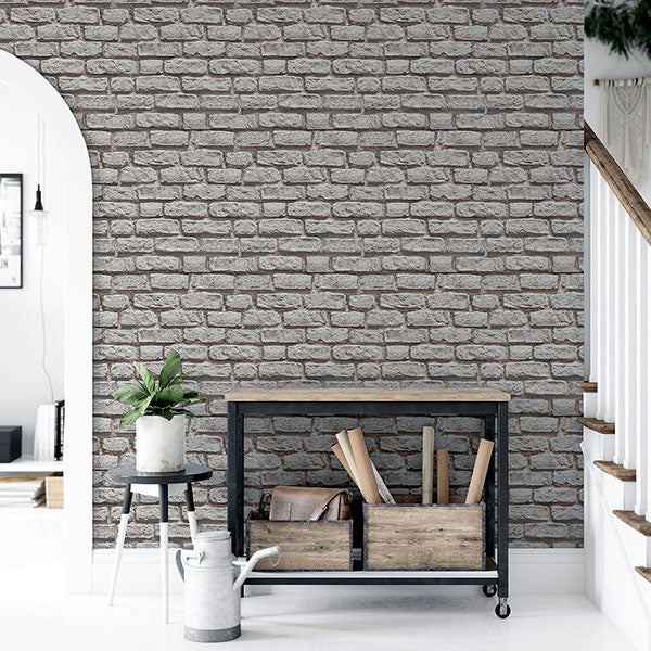 Purchase AH908007 Brewster Wallpaper, Horace Neutral Brick - Arthouse12
