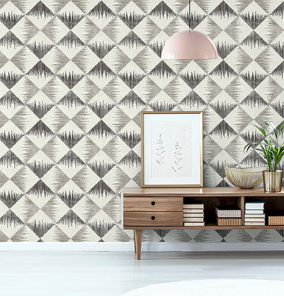 Purchase AH909401 Brewster Wallpaper, Reuben Grey Ikat - Arthouse12