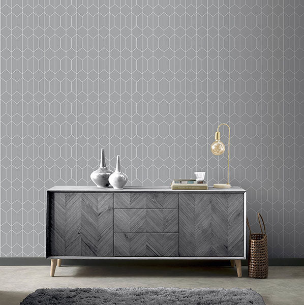 Purchase AH909700 Brewster Wallpaper, Orson Grey Trellis - Arthouse12