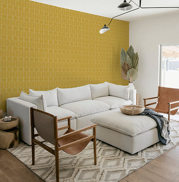 Purchase AH909701 Brewster Wallpaper, Orson Yellow Trellis - Arthouse12