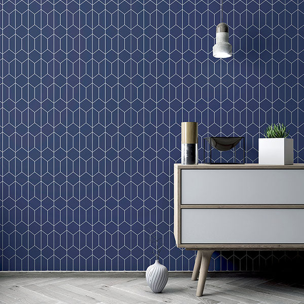 Purchase AH909702 Brewster Wallpaper, Orson Navy Trellis - Arthouse1