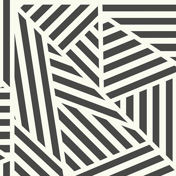 Purchase AH910004 Brewster Wallpaper, Oswald Black Striped Geometric - Arthouse