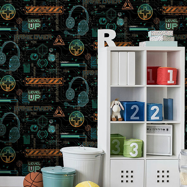 Purchase AH923707 Brewster Wallpaper, Casper Black Gamer - Arthouse12