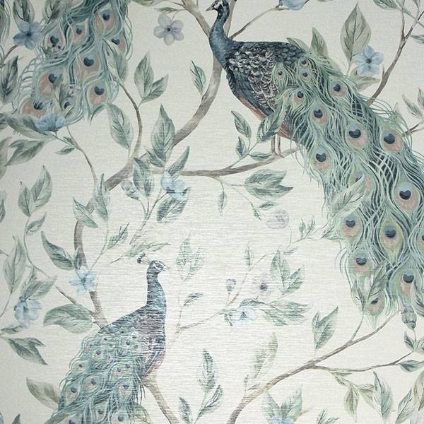 Purchase AH923708 Brewster Wallpaper, Keeka Blue Peacocks - Arthouse