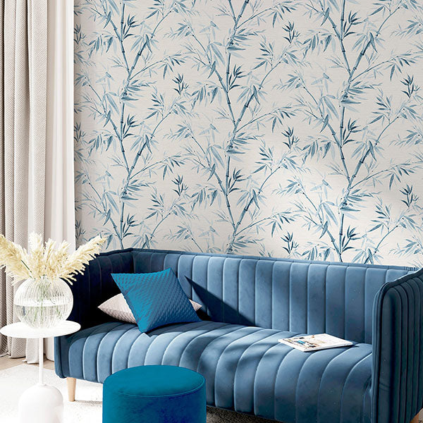 Purchase AH924107 Brewster Wallpaper, Moriko Blue Bamboo - Arthouse12
