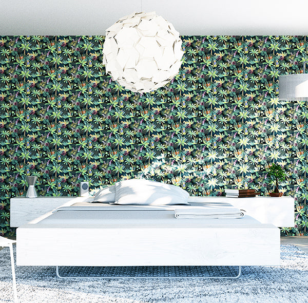 Purchase AH925308 Brewster Wallpaper, Fonda Dark Green Jungle Party - Arthouse12