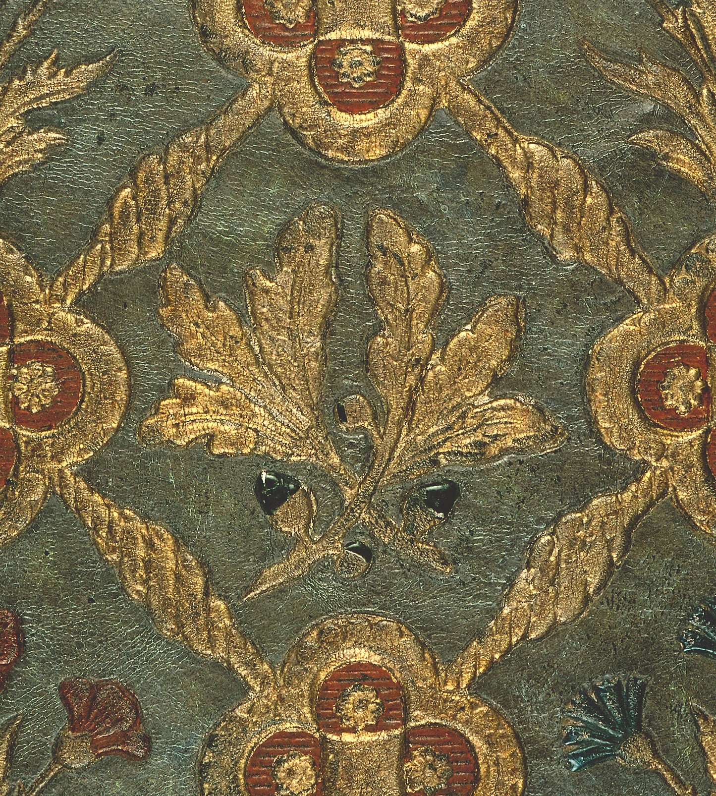 Purchase Old World Weavers Fabric Pattern number AQ 000222CD, Cuir Chene Light Green/Gold 1