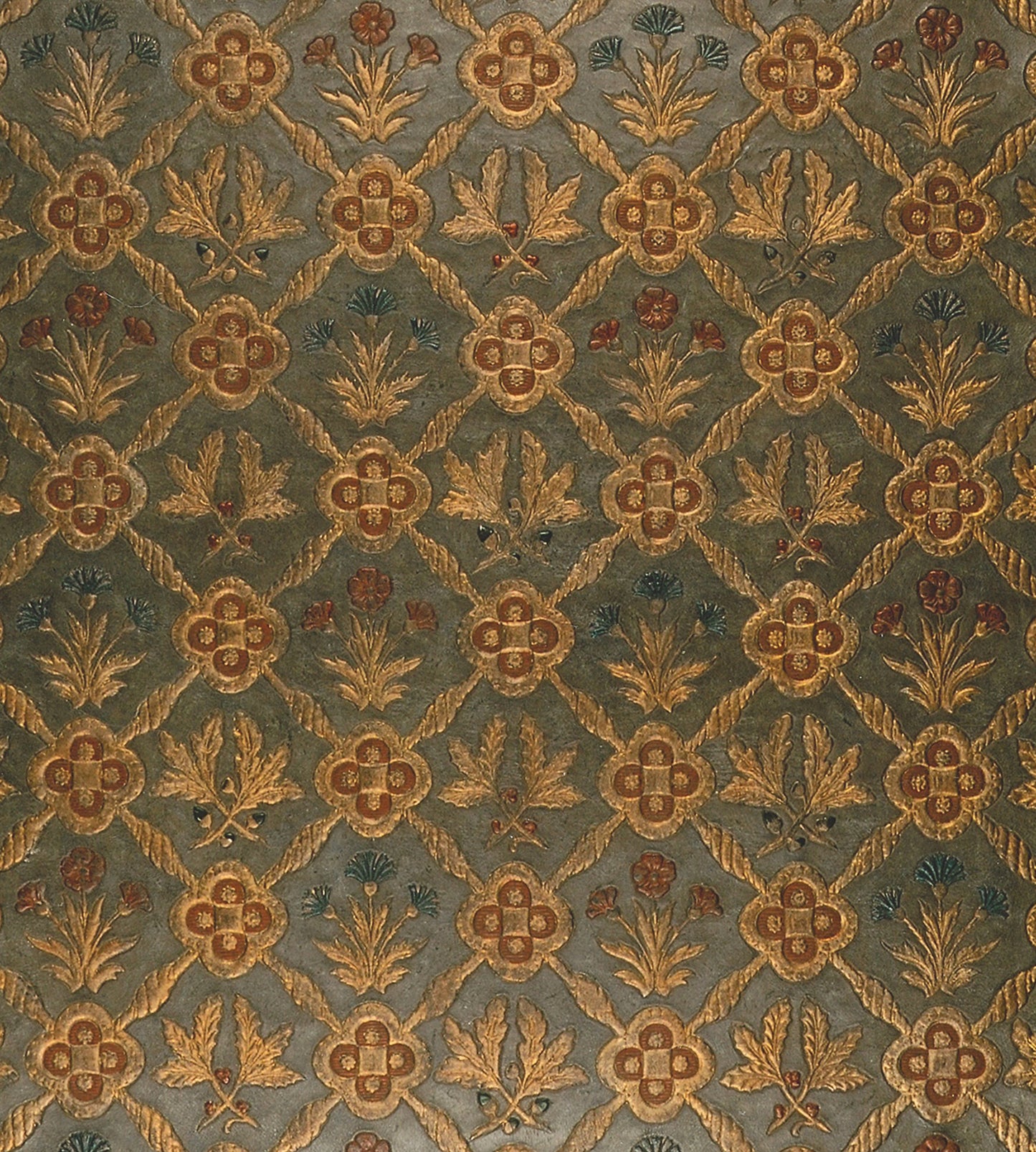 Purchase Old World Weavers Fabric Item AQ 000422CD, Cuir Chene Bleu/Gold 1