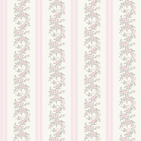 Purchase AST4649 A-Street Wallpaper, Marigold Wreath Pastel Peach Floral Stripe - LoveShackFancy