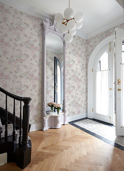 Purchase AST4653 A-Street Wallpaper, Cabbage Rose Bow Pretty in Pink Ribbons & Roses - LoveShackFancy12